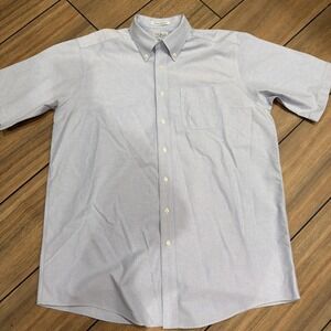 L.L.Bean Shirt Mens 17-Tall Blue Wrinkle Resistant Oxford Button Down Casual